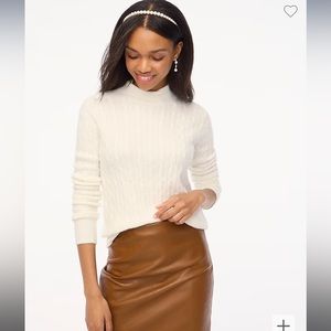 J. Crew Factory Cable-knit mockneck sweater in extra-soft yarn